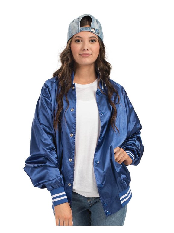 S Satin Baseball Jacket/Striped Trim Light Pink/White 3610