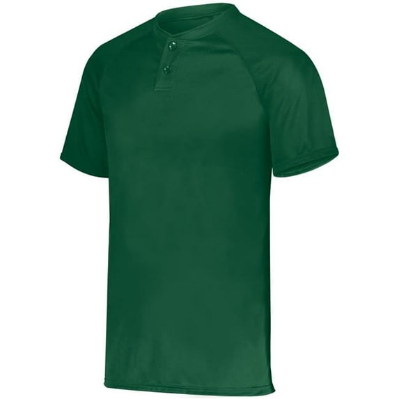 Augusta S Youth Attain Wicking Two-Button Baseball Jersey Dark Green 1566