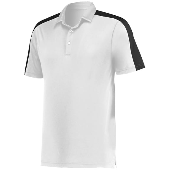 Augusta Sportswear B09634105 Mens Two-Tone Vital Polo T-Shirt, White & Black - Large