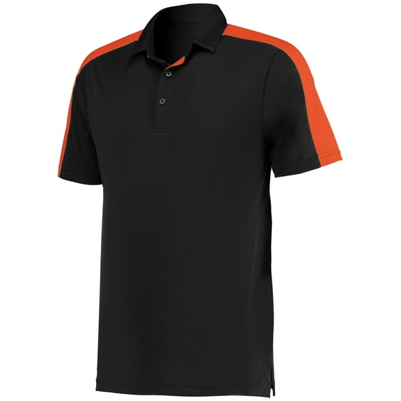Augusta Sportswear B09634535 Mens Two-Tone Vital Polo T-Shirt, Black & Orange - Large