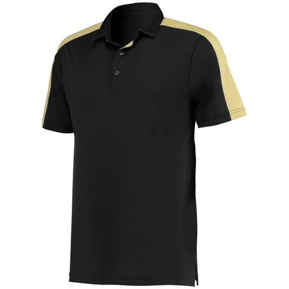 Augusta Sportswear B09634544 Mens Two-Tone Vital Polo T-Shirt, Black & Vegas Gold - Medium