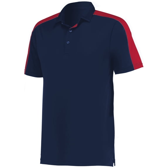 Augusta Sportswear B09634595 Mens Two-Tone Vital Polo T-Shirt, Navy & Scarlet - Large