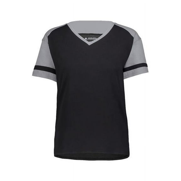 Augusta Sportswear B24434527 Women Triblend Fanatic 2.0 V-Neck T-Shirt, Black & Grey Heather - 2XL