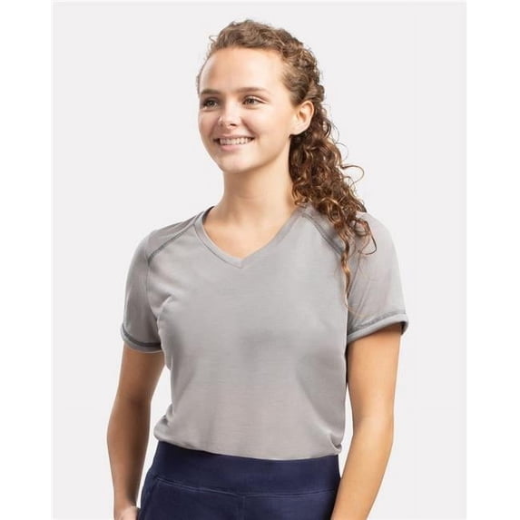 Augusta Sportswear B25634006 Women Super Soft-Spun Poly V-Neck T-Shirt, White - Extra Large
