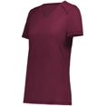 thumbnail image 1 of Augusta Sportswear B25634536 Women Super Soft-Spun Poly V-Neck T-Shirt, Maroon - Extra Large, 1 of 5