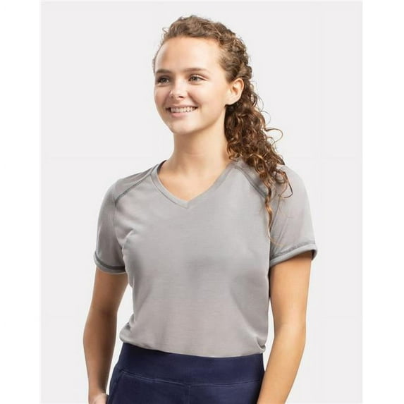 Augusta Sportswear B25634537 Women Super Soft-Spun Poly V-Neck T-Shirt, Maroon - 2XL