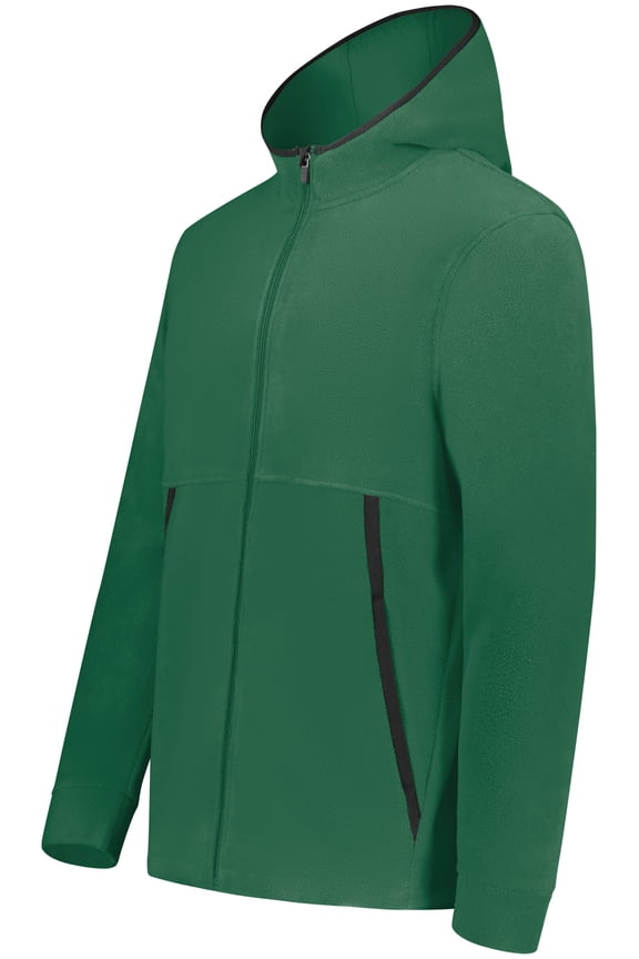B29634197 Eco Revive Polar Fleece Hooded Full-Zip Jacket, Dark Green - 2XL