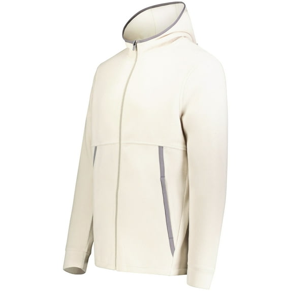 Augusta Sportswear B29634245 Eco Revive Polar Fleece Hooded Full-Zip Jacket, Oyster - Large