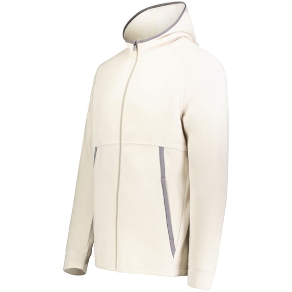 Augusta Sportswear B29634247 Eco Revive Polar Fleece Hooded Full-Zip Jacket, Oyster - 2XL