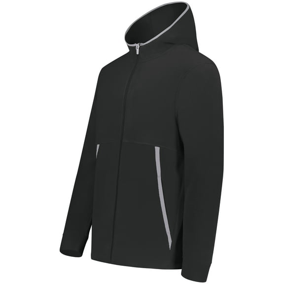 Augusta Sportswear B30034504 Eco Revive Youth Polar Fleece Hooded Full-Zip Jacket, Black - Medium