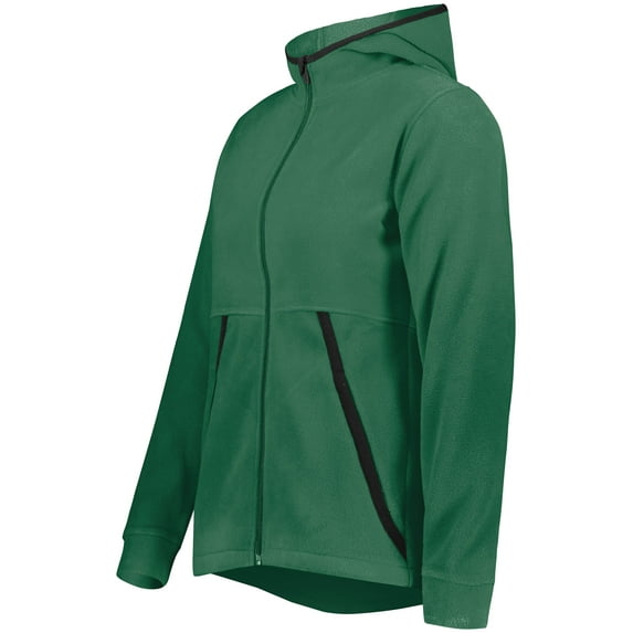 Augusta Sportswear B30134197 Eco Revive Women Polar Fleece Hooded Full-Zip Jacket, Dark Green - 2XL