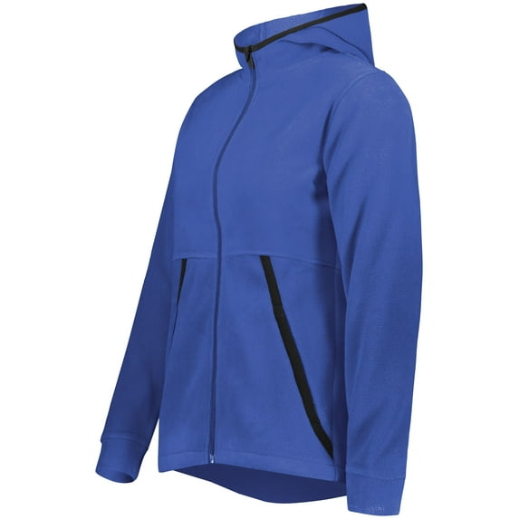Augusta Sportswear B30134754 Eco Revive Women Polar Fleece Hooded Full-Zip Jacket, Royal - Medium