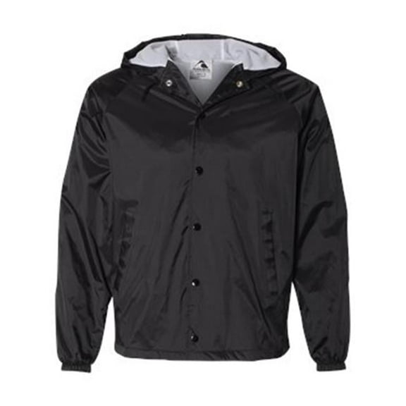 Augusta Sportswear B88534506 Hooded Coachs Jacket, Black - Extra Large