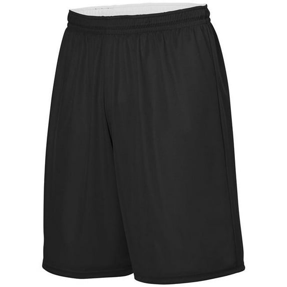 Augusta Sportswear Boys' Standard Youth Reversible Wicking Shorts, Black/White, Large