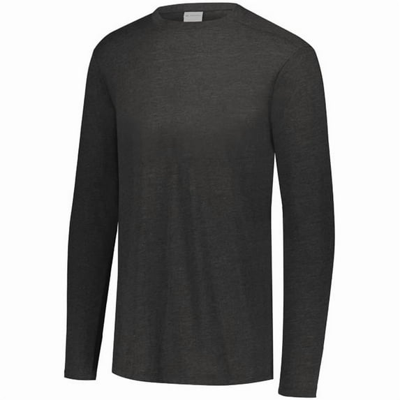 Augusta Sportswear Boys Tri-Blend Long Sleeve Crew, Black Heather, S