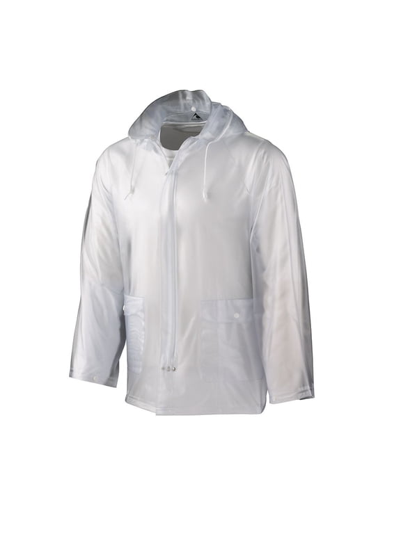 Clear Hooded PVC Rain Jacket, (Unisex L)