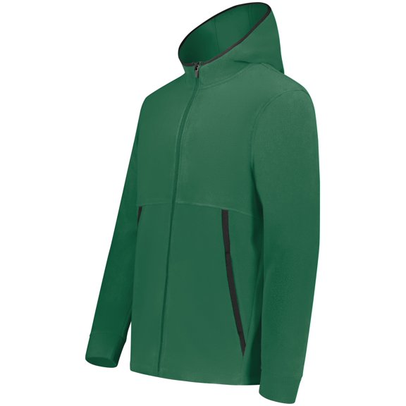Augusta Sportswear B29634196 Eco Revive Polar Fleece Hooded Full-Zip Jacket, Dark Green - Extra Large