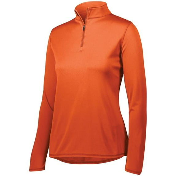 Augusta Sportswear Ladies Attain Wicking 1/4 Zip Pullover - Women's Running Long Sleeve Jacket with Sun Protection, Orange, X-Large
