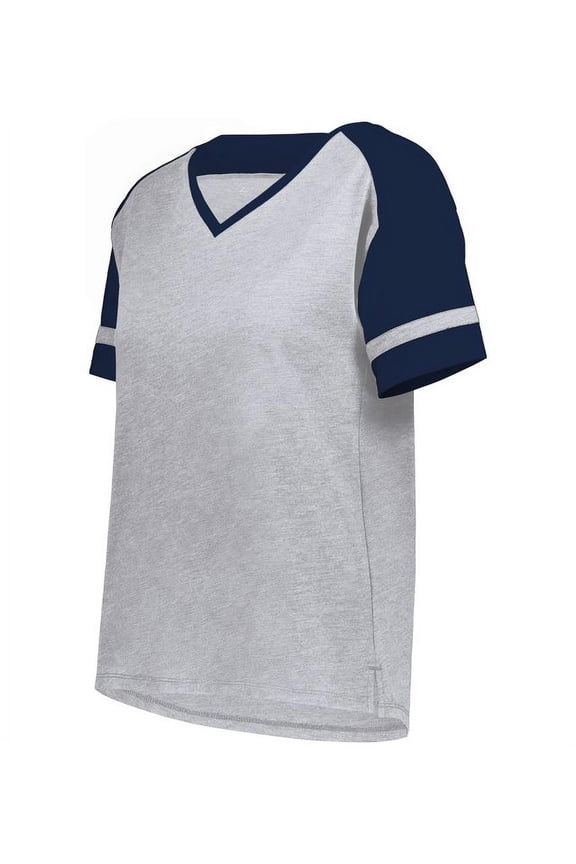 2914.663.XXS Ladies Fanatic 2.0 T-Shirt, Grey Heather & Navy - 2XS