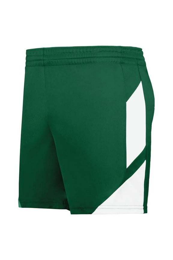 1738.438.XL Ladies Step-Back Modern Fit Basketball Shorts, Dark Green & White - Extra Large