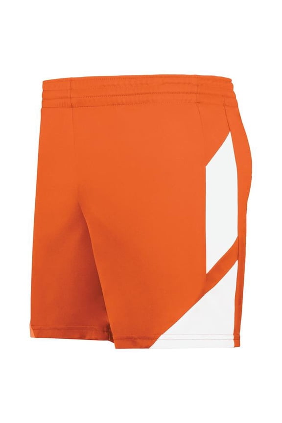 1738.320.L Ladies Step-Back Modern Fit Basketball Shorts, Orange & White - Large