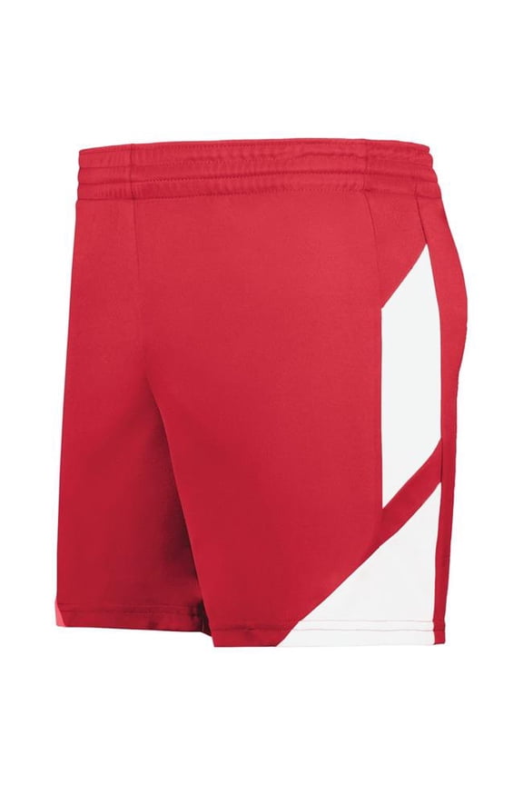 Ladies Step-Back Modern Fit Basketball Shorts, Red & White - Large
