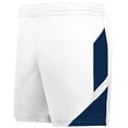 thumbnail image 1 of Augusta Sportswear 1738.221.XL Ladies Step-Back Modern Fit Basketball Shorts, White & Navy - Extra Large, 1 of 1
