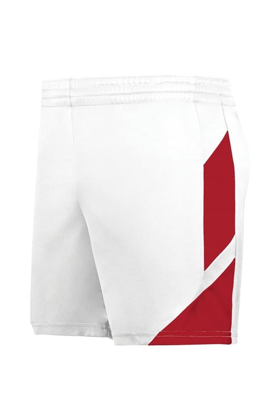 1738.225.2XL Ladies Step-Back Modern Fit Basketball Shorts, White & Red - 2XL