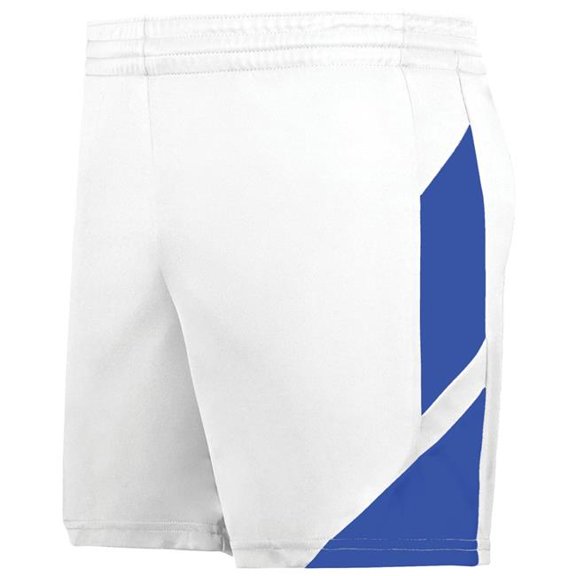 Augusta Sportswear 1738.220.L Ladies Step-Back Modern Fit Basketball Shorts, White & Royal - Large