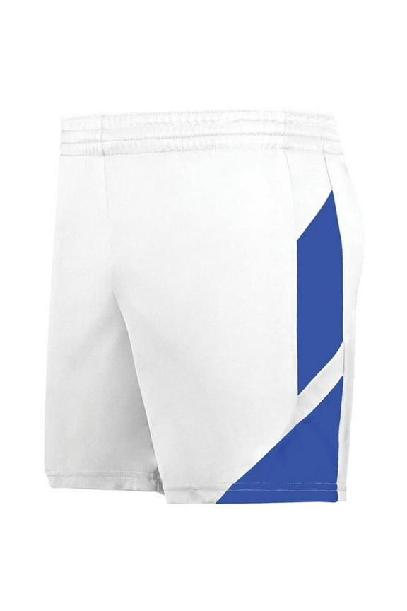 1738.220.S Ladies Step-Back Modern Fit Basketball Shorts, White & Royal - Small