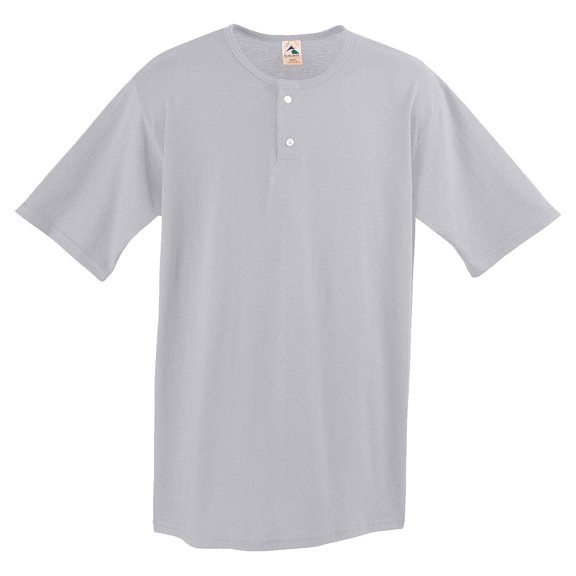 Augusta Sportswear MEN'S TWO-BUTTON BASEBALL JERSEY M Athletic Heather