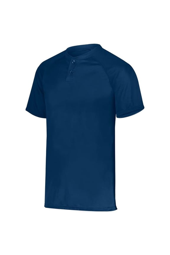 Men's Attain Wicking Two-Button Baseball Jersey-Enhance Softball Performance Attire, Navy