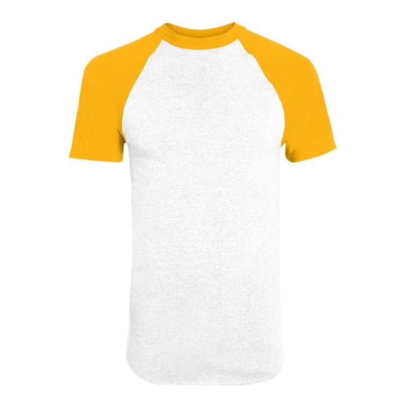 Augusta Sportswear Men's L Short Sleeve Baseball Jersey, White/Gold, Large