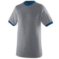 thumbnail image 1 of Augusta Sportswear Men's Large Ringer tee Shirt, Athletic Heather/Royal, 1 of 2