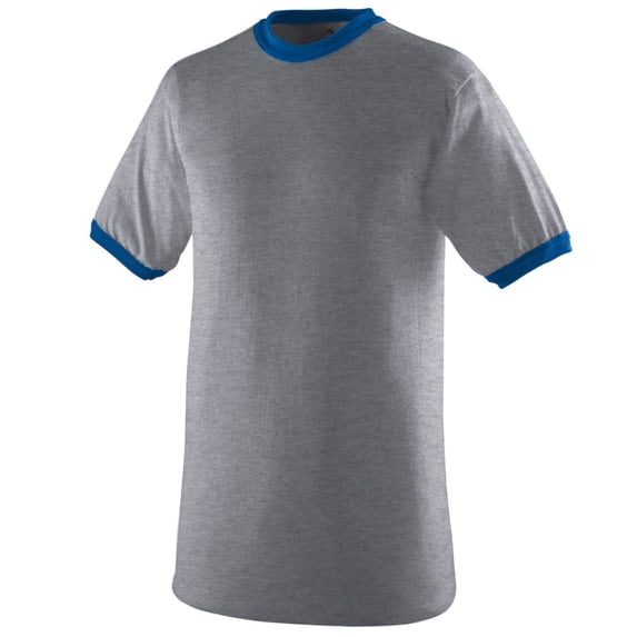 Augusta Sportswear Men's Large Ringer tee Shirt, Athletic Heather/Royal