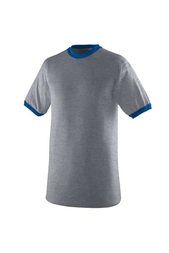 Men's Large Ringer tee Shirt, Athletic Heather/Royal