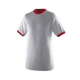 thumbnail image 1 of Augusta Sportswear Men's Medium Ringer tee Shirt, Athletic Heather/Red, 1 of 2