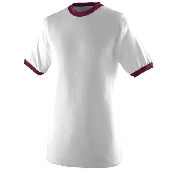 Augusta Sportswear Men's Medium Ringer tee Shirt, White/Maroon