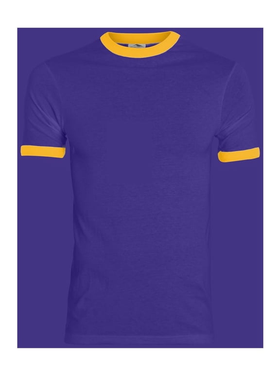 Men's Ringer T-Shirt, Purple/ Gold, Large
