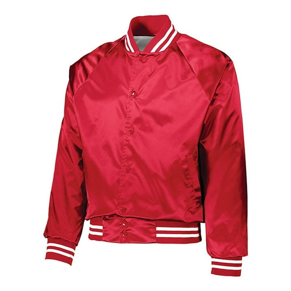 Augusta Sportswear Men's Satin Baseball Jacket/Striped Trim S Red/White