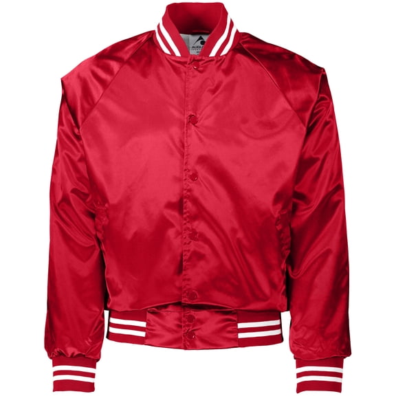 Augusta Sportswear Men's Satin Baseball Jacket/Striped Trim S Red/White
