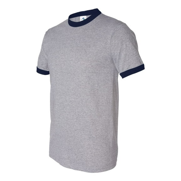 Augusta Sportswear Men's Small Ringer tee Shirt, Athletic Heather/Navy