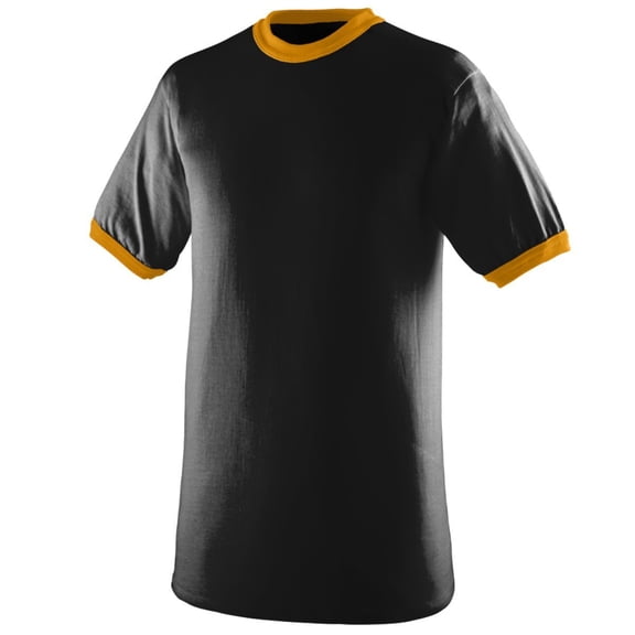 Augusta Sportswear Men's Small Ringer tee Shirt, Black/Gold
