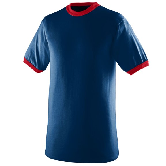 Augusta Sportswear Men's Small Ringer tee Shirt, Navy/Red