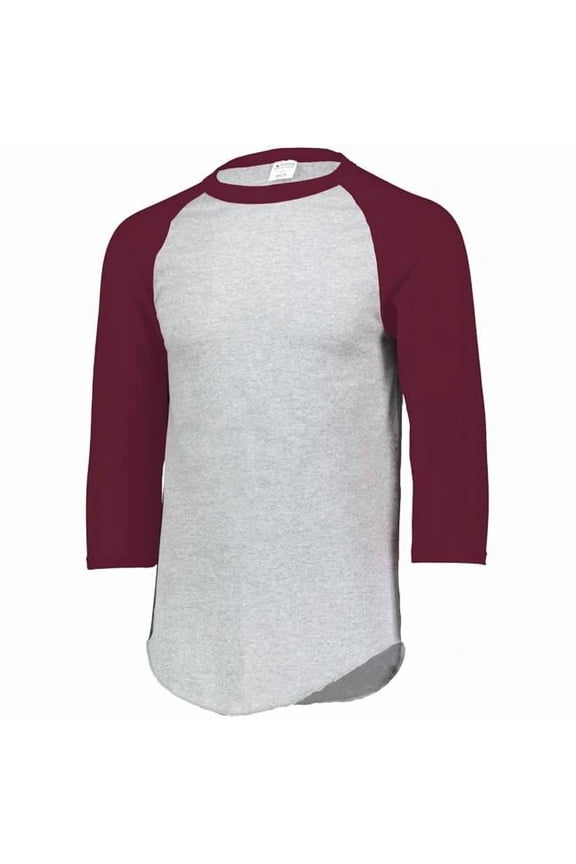 Men's Standard Baseball Jersey, Athletic Heather/Maroon, Small