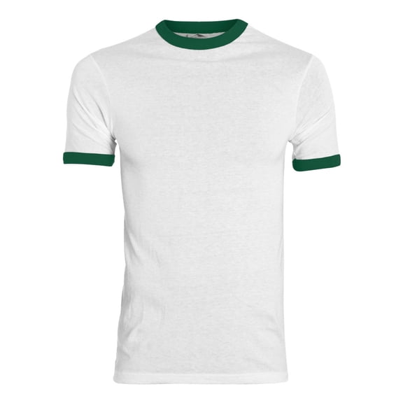 Augusta Sportswear Men's X-Large Ringer tee Shirt, White/Dark Green