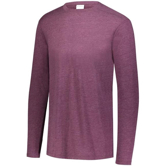 Augusta Sportswear Mens Tri-Blend Crew Long Sleeve, Maroon Heather, X-Large US