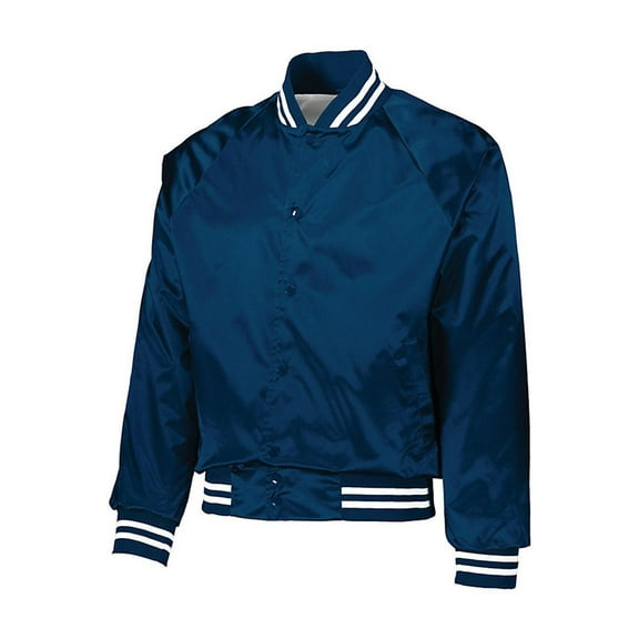 Augusta Sportswear - Satin Baseball Jacket Striped Trim - 3610 - Navy/ White