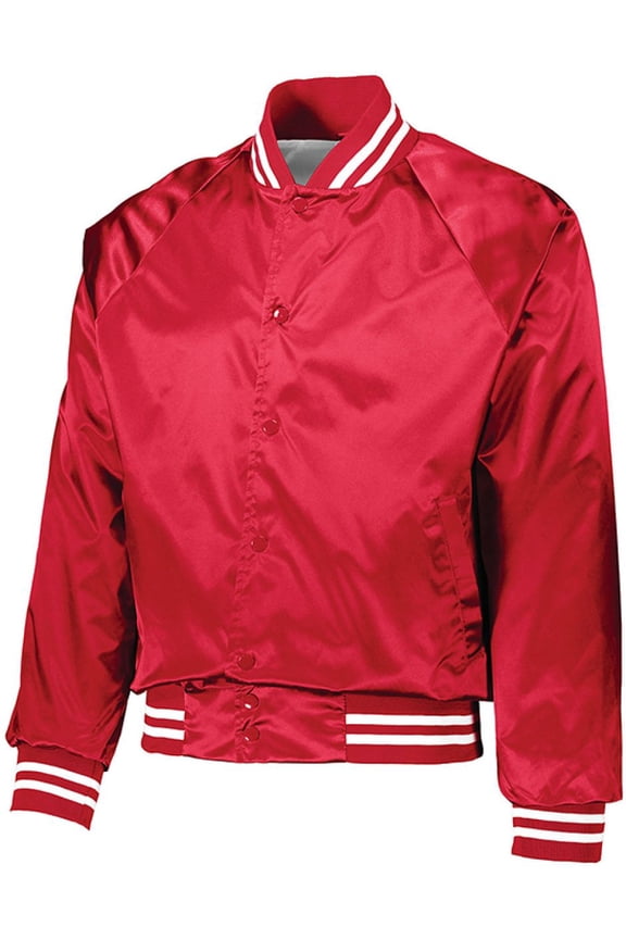 Men's Satin Baseball Jacket/Striped Trim - 3610