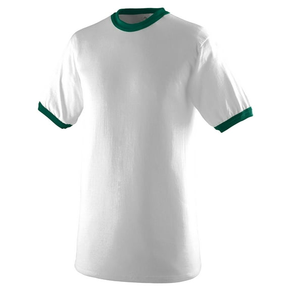 Augusta Sportswear Ringer T-Shirt, 2XL, White/Dark Green